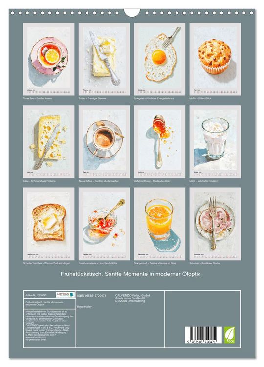 Produktbild: Fr&uuml;hst&uuml;ckstisch. Sanfte Momente in moderner &Ouml;loptik (Wandkalender 2026 DIN A3 hoch), CALVENDO Monatskalender