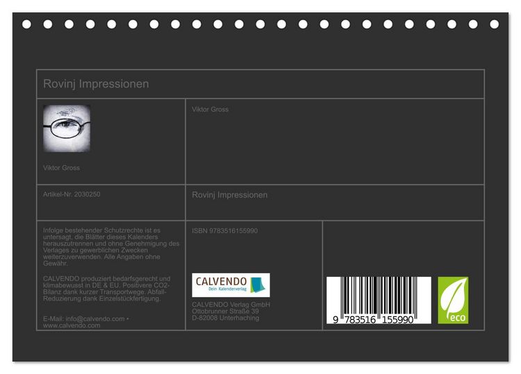Produktbild: Rovinj Impressionen (Tischkalender 2026 DIN A5 quer), CALVENDO Monatskalender