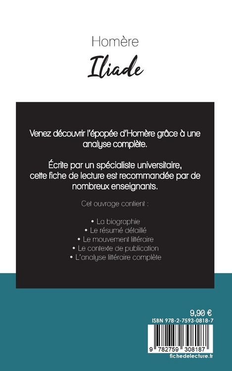 Produktbild: Iliade de Hom&egrave;re (fiche de lecture et analyse compl&egrave;te de l'oeuvre)