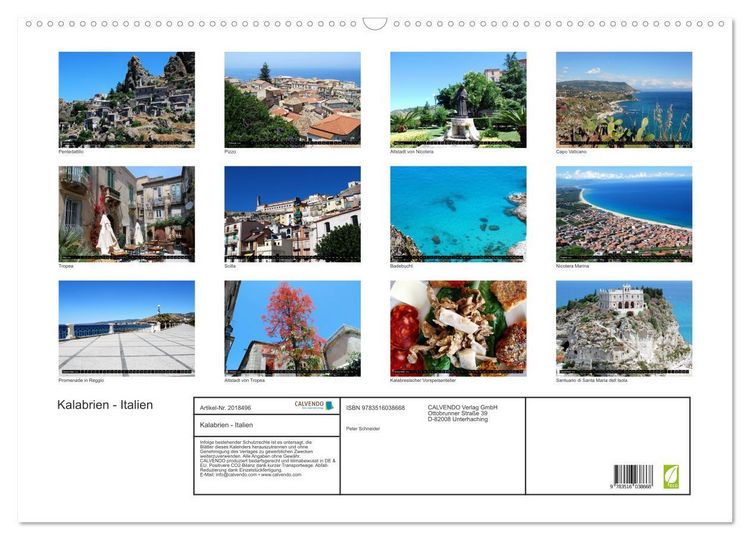 Produktbild: Kalabrien - Italien (Wandkalender 2026 DIN A2 quer), CALVENDO Monatskalender