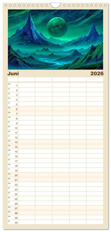 Produktbild: Familienplaner 2026 - Der Zauber fremder Welten mit 5 Spalten (Wandkalender, 21 x 45 cm) CALVENDO