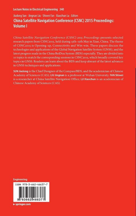 Produktbild: China Satellite Navigation Conference (CSNC) 2015 Proceedings: Volume I