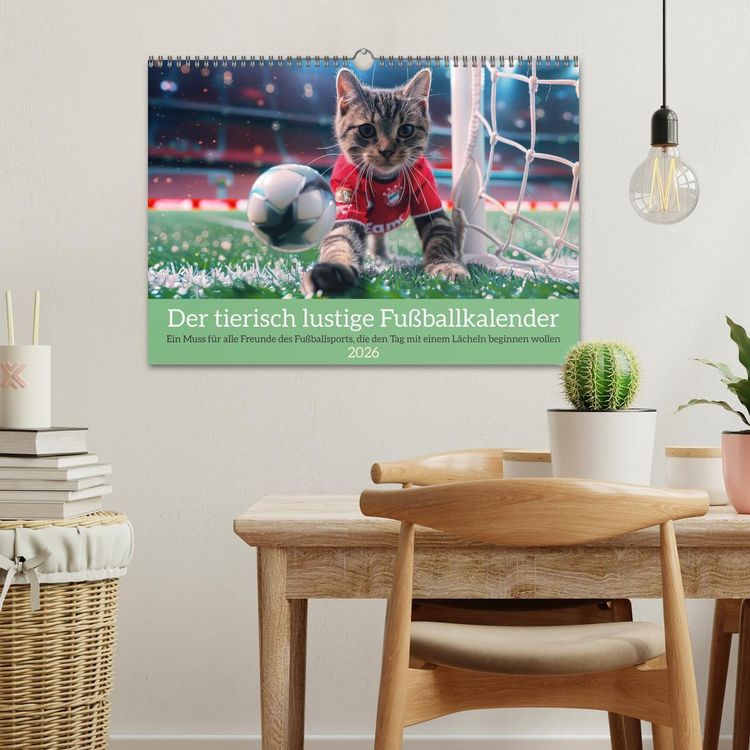 Produktbild: Der tierisch lustige Fu&szlig;ballkalender (Wandkalender 2026 DIN A3 quer), CALVENDO Monatskalender