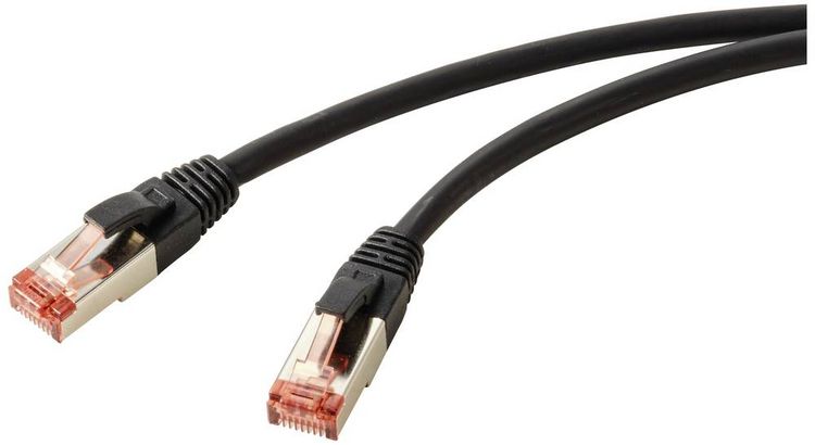 Produktbild: Renkforce RF-5771528 RJ45 Patchkabel CAT 6 S/FTP 2.00m Schwarz Halogenfrei 1St.