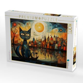 Produktbild: CALVENDO Puzzle Katzen, eine wunderbare Nacht | 1000 Teile Lege-Gr&ouml;&szlig;e 64x48cm Foto-Puzzle f&uuml;r gl&uuml;ckliche Stunden