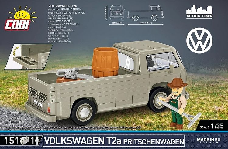 Produktbild: COBI 24618 - Volkswagen T2a Pritschenwagen, Bausatz 1:35, 151 Klemmbausteine