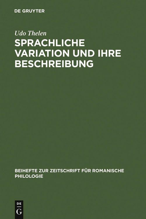 Produktbild: Sprachliche Variation und ihre Beschreibung