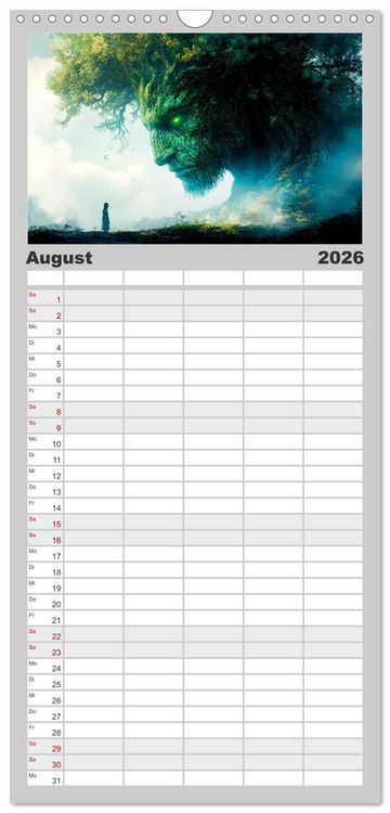 Produktbild: Familienplaner 2026 - FABELWESEN M&auml;rchenhafte Tr&auml;ume mit 5 Spalten (Wandkalender, 21 x 45 cm) CALVENDO