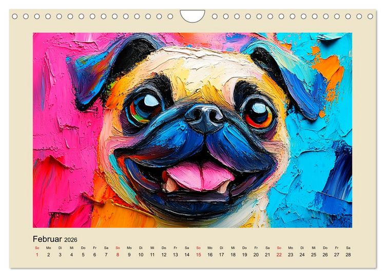 Produktbild: Hundegesichter im &Ouml;lgem&auml;lde-Stil. Liebliche Vierbeiner erfreuen das Herz! (Wandkalender 2026 DIN A4 quer), CALVENDO Monatskalender