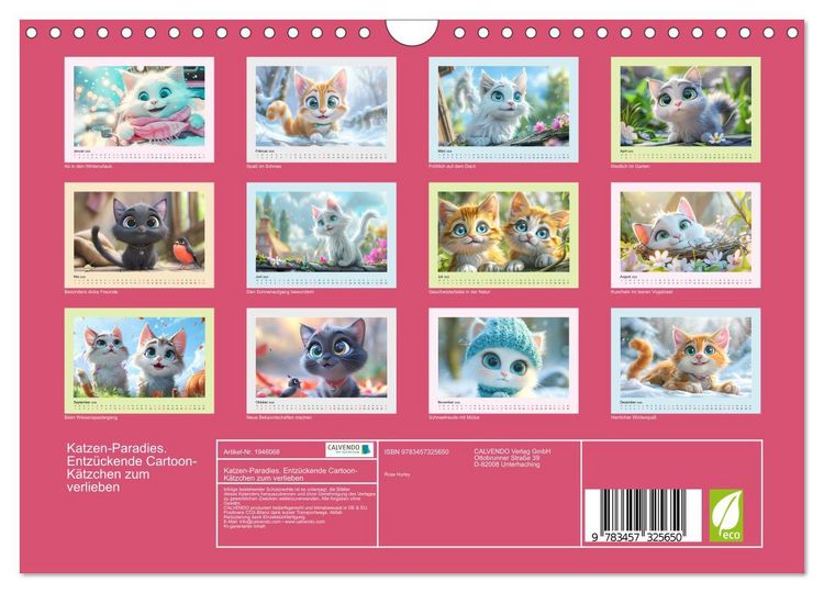 Produktbild: Katzen-Paradies. Entz&uuml;ckende Cartoon-K&auml;tzchen zum verlieben (Wandkalender 2026 DIN A4 quer), CALVENDO Monatskalender