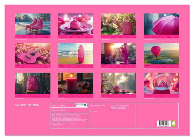 Produktbild: Kalender in PINK (Wandkalender 2026 DIN A2 quer), CALVENDO Monatskalender