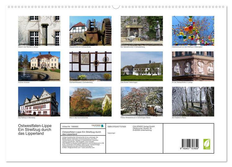 Produktbild: Ostwestfalen-Lippe Ein Streifzug durch das Lipperland (hochwertiger Premium Wandkalender 2026 DIN A2 quer), Kunstdruck in Hochglanz