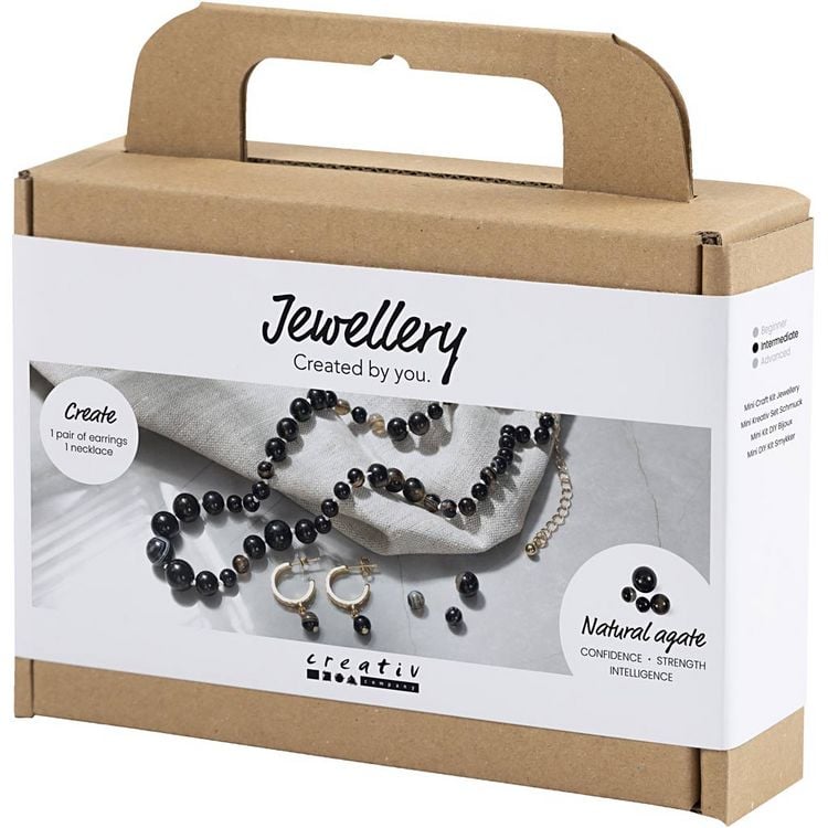 Produktbild: Creativ Company Mini Kreativ Set Schmuck, Halskette und Ohrringe, Schwarz, Wei&szlig;