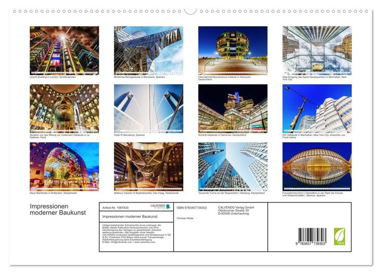 Produktbild: Impressionen moderner Baukunst (hochwertiger Premium Wandkalender 2026 DIN A2 quer), Kunstdruck in Hochglanz
