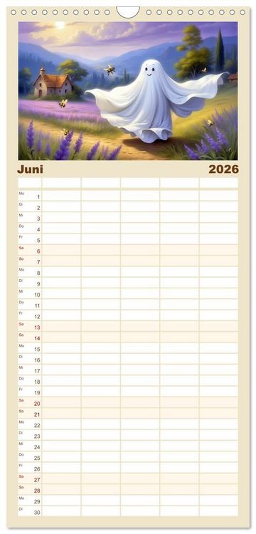 Produktbild: Familienplaner 2026 - Korbinian, der kleine Geist mit 5 Spalten (Wandkalender, 21 x 45 cm) CALVENDO