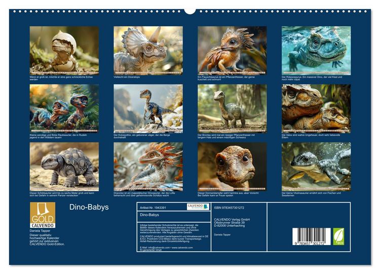 Produktbild: Dino-Babys (hochwertiger Premium Wandkalender 2026 DIN A2 quer), Kunstdruck in Hochglanz