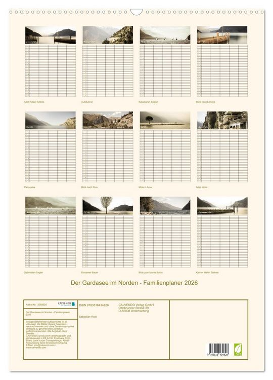 Produktbild: Der Gardasee im Norden - Familienplaner 2026 (Wandkalender 2026 DIN A2 hoch), CALVENDO Monatskalender