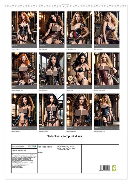 Produktbild: Seductive steampunk divas (Wall Calendar 2026 DIN A2 portrait), CALVENDO 12 Month Wall Calendar