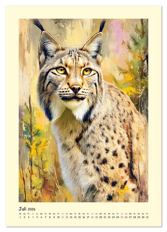 Produktbild: Raubkatzen. Moderne Paintings wilder Eleganz (Wandkalender 2026 DIN A3 hoch), CALVENDO Monatskalender