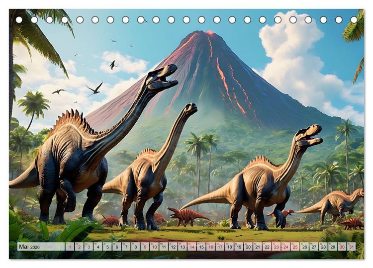 Produktbild: Dinosaurier - die Welt der Urzeitgiganten (Tischkalender 2026 DIN A5 quer), CALVENDO Monatskalender