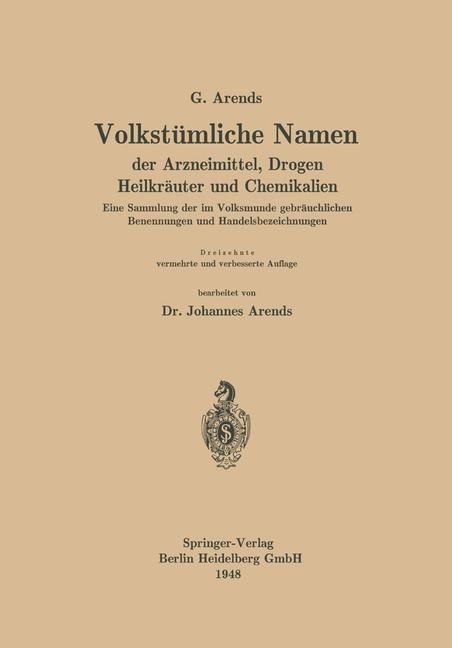 Produktbild: Volkst&uuml;mliche Namen der Arzneimittel, Drogen Heilkr&auml;uter und Chemikalien