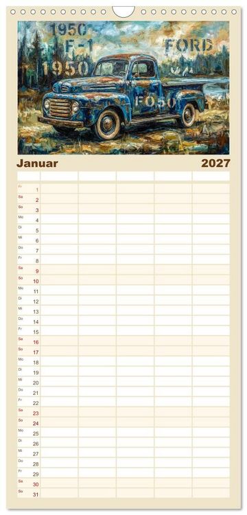 Produktbild: Familienplaner 2027 - Patina und PS mit 5 Spalten (Wandkalender, 21 x 45 cm) CALVENDO
