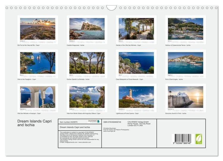 Produktbild: Dream Islands Capri and Ischia (Wall Calendar 2027 DIN A3 landscape), CALVENDO 12 Month Wall Calendar