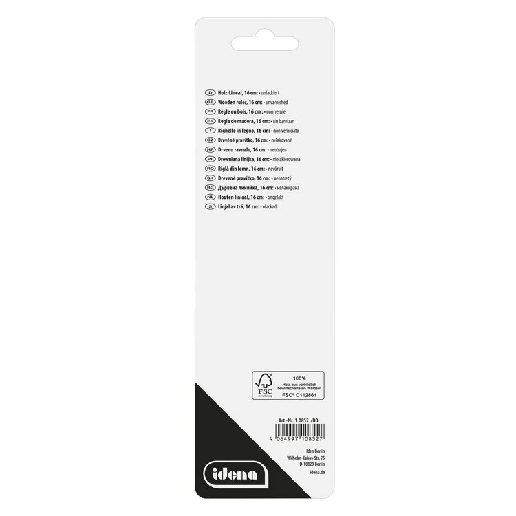 Produktbild: Idena Lineal Holz natur 16cm Blister