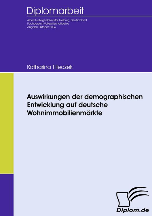 Produktbild: Auswirkungen der demographischen Entwicklung auf deutsche Wohnimmobilienm&auml;rkte