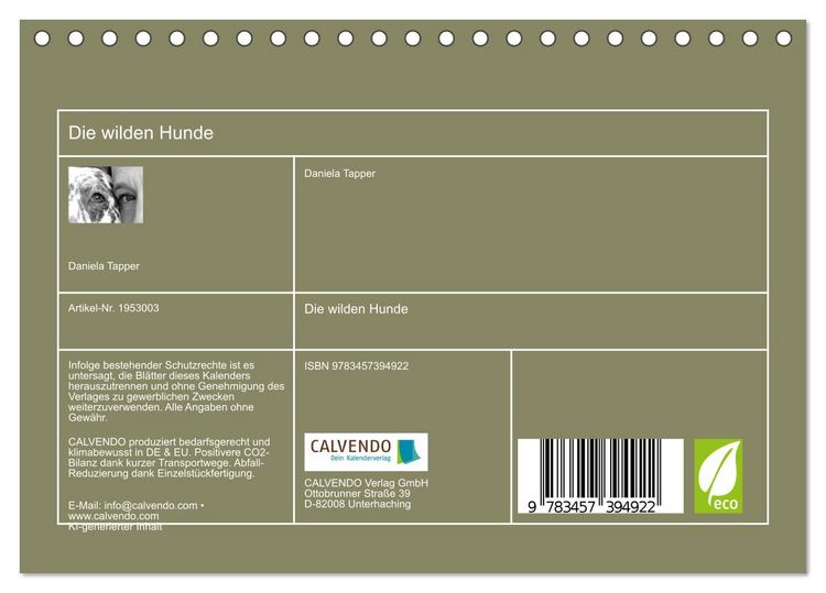 Produktbild: Die wilden Hunde (Tischkalender 2026 DIN A5 quer), CALVENDO Monatskalender
