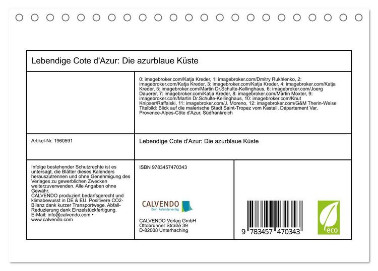 Produktbild: Lebendige Cote d'Azur: Die azurblaue K&uuml;ste (Tischkalender 2026 DIN A5 quer), CALVENDO Monatskalender