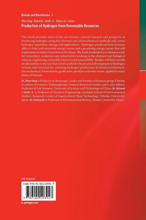 Produktbild: Production of Hydrogen from Renewable Resources
