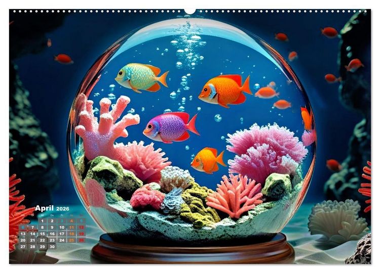 Produktbild: Aquarium in einer Glaskugel (hochwertiger Premium Wandkalender 2026 DIN A2 quer), Kunstdruck in Hochglanz