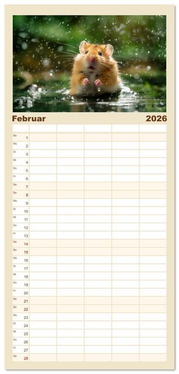 Produktbild: Familienplaner 2026 - Wild und flauschig - Hamster - Abenteuer in freier Natur mit 5 Spalten (Wandkalender, 21 x 45 cm) CALVENDO