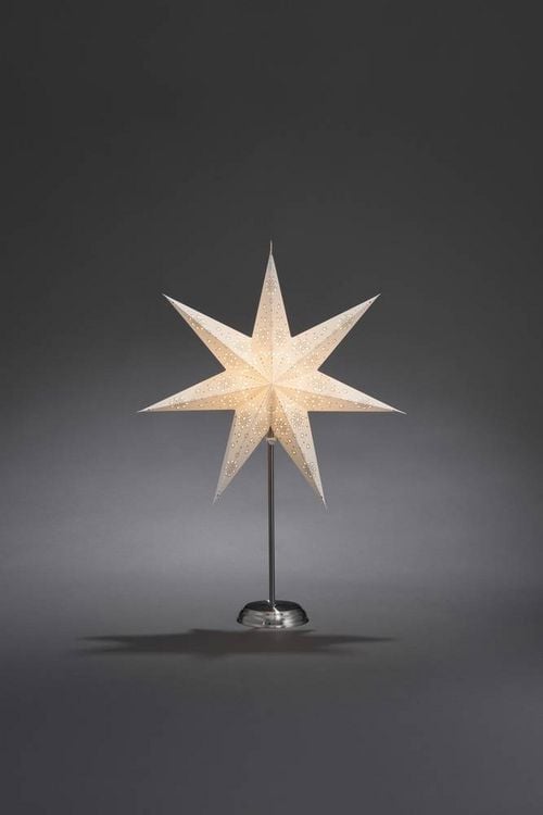 Produktbild: Konstsmide 2996-230 Weihnachtsstern Gl&uuml;hlampe, LED Wei&szlig;, Silber mit ausgestanzten Motiven, mit Schalter