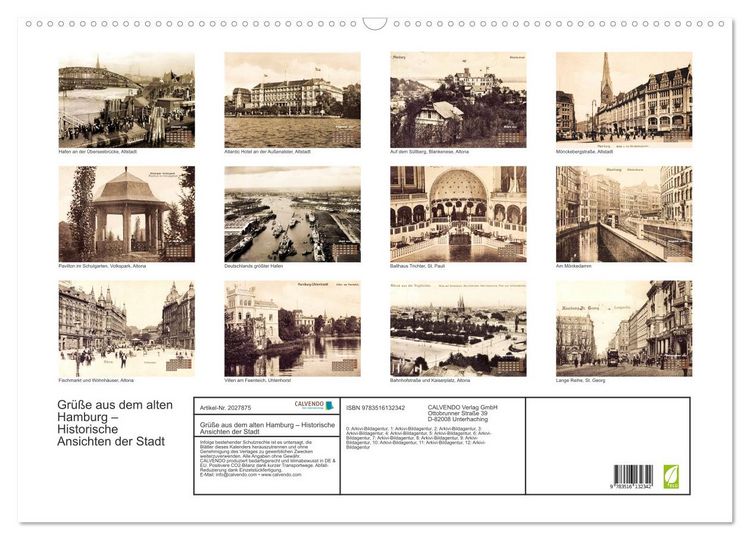 Produktbild: Gr&uuml;&szlig;e aus dem alten Hamburg &ndash; Historische Ansichten der Stadt (Wandkalender 2026 DIN A2 quer), CALVENDO Monatskalender