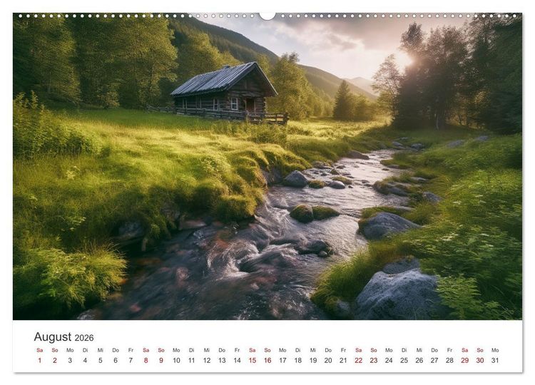 Produktbild: H&uuml;ttenzauber - Ein visueller Streifzug durch Norwegens Wildnis (hochwertiger Premium Wandkalender 2026 DIN A2 quer), Kunstdruck in Hochglanz