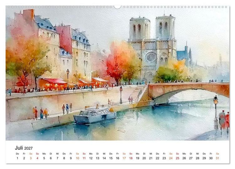Produktbild: Paris in sanften Farben (hochwertiger Premium Wandkalender 2027 DIN A2 quer), Kunstdruck in Hochglanz