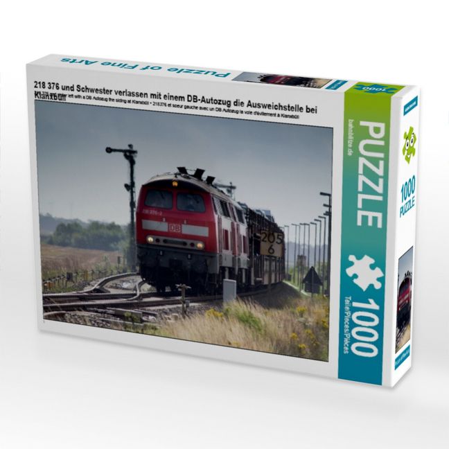 Produktbild: 218 376 und Schwester verlassen mit einem DB-Autozug die Ausweichstelle bei Klanxb&uuml;ll (Puzzle)