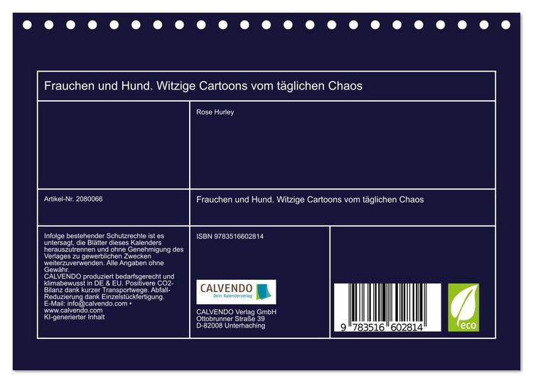 Produktbild: Frauchen und Hund. Witzige Cartoons vom t&auml;glichen Chaos (Tischkalender 2026 DIN A5 quer), CALVENDO Monatskalender