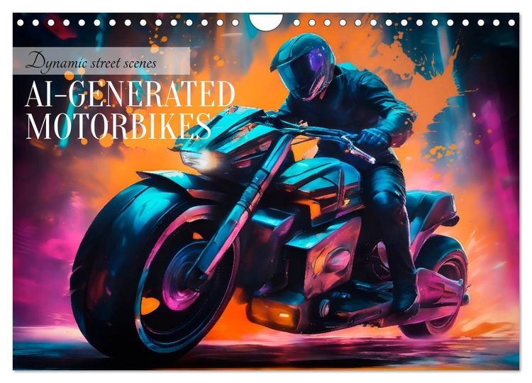 Produktbild: DYNAMIC STREET SCENES AI-generated motorbikes (Wall Calendar 2026 DIN A4 landscape), CALVENDO 12 Month Wall Calendar