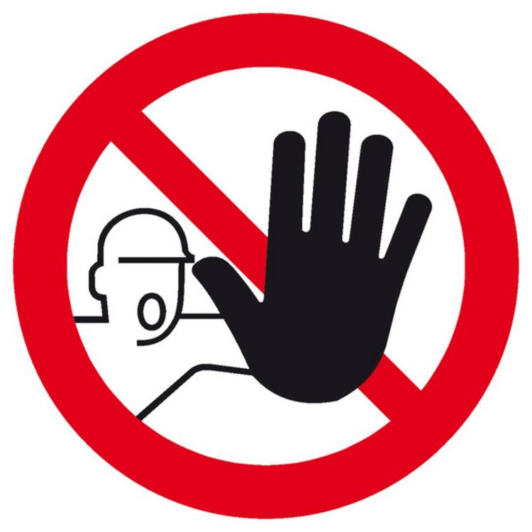 Produktbild: Verbotsschild Zutritt f&uuml;r Unbefugte verboten, Hygiene und Abstand Aluminium (&Oslash;) 200 mm DIN 4844-2 1 St.