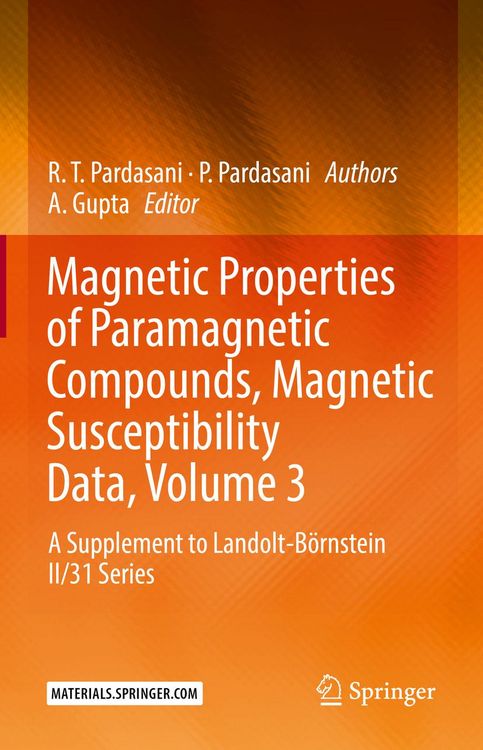 Produktbild: Magnetic Properties of Paramagnetic Compounds, Magnetic Susceptibility Data, Volume 3