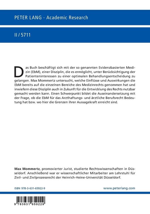 Produktbild: Einfl&uuml;sse und Auswirkungen der Evidenzbasierten Medizin auf das Medizinrecht