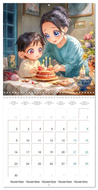Produktbild: En famille ou entre amis - Inspir&eacute; du style Manga (Calendrier mural carr&eacute; 2026 30x30 cm) Calendrier double avec une page pour vos prises de notes