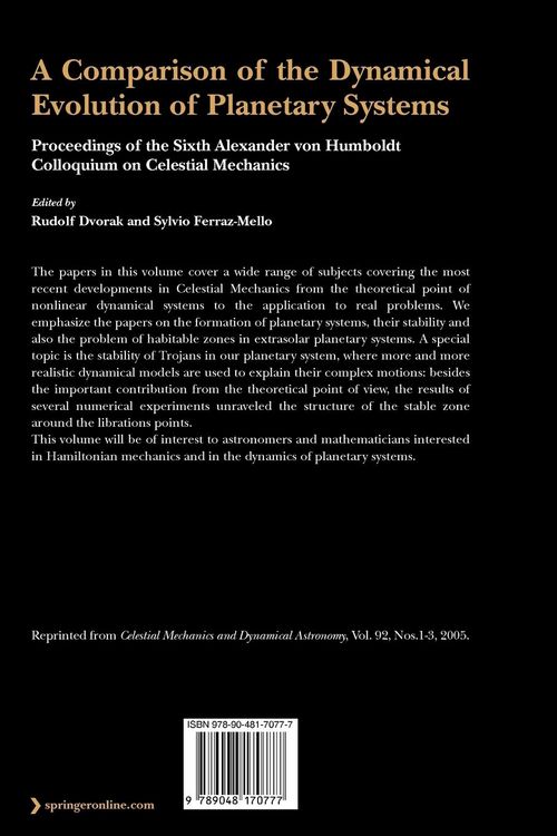 Produktbild: A Comparison of the Dynamical Evolution of Planetary Systems