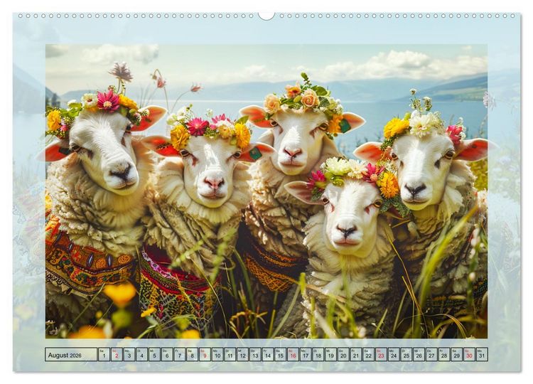 Produktbild: Bunter Schafschick. Flauschige Trendsetter zum verlieben (hochwertiger Premium Wandkalender 2026 DIN A2 quer), Kunstdruck in Hochglanz