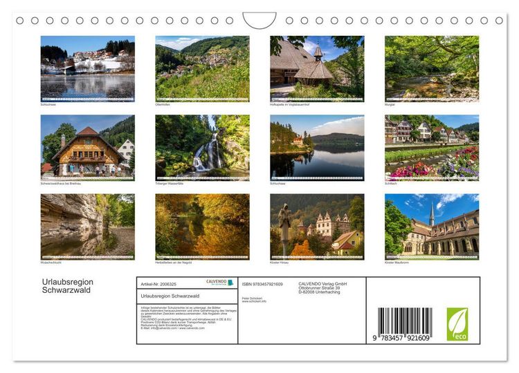 Produktbild: Urlaubsregion Schwarzwald (Wandkalender 2026 DIN A4 quer), CALVENDO Monatskalender