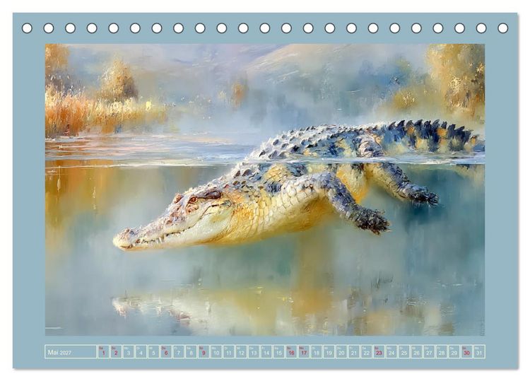 Produktbild: Krokodile. Stille Kraft irgendwo am Wasser (Tischkalender 2027 DIN A5 quer), CALVENDO Monatskalender