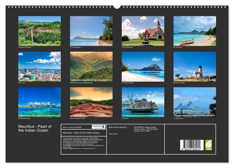 Produktbild: Mauritius - Pearl of the Indian Ocean (High Quality Premium Wall Calendar 2026 DIN A2 landscape),CALVENDO 12 Month Wall Calendar